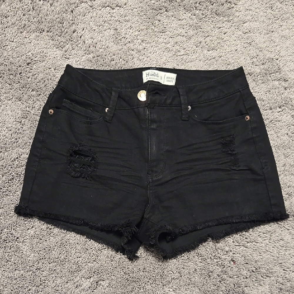 Mudd Black Distressed Jean Shorts